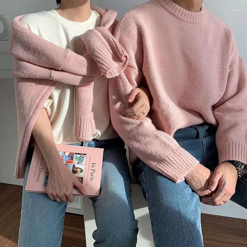 Erkek Sweaters Crewneck kazak Sonbahar ve Kış Koleji tarzı dip gömlek Kore sürümü çiftler gevşek tembel örgü