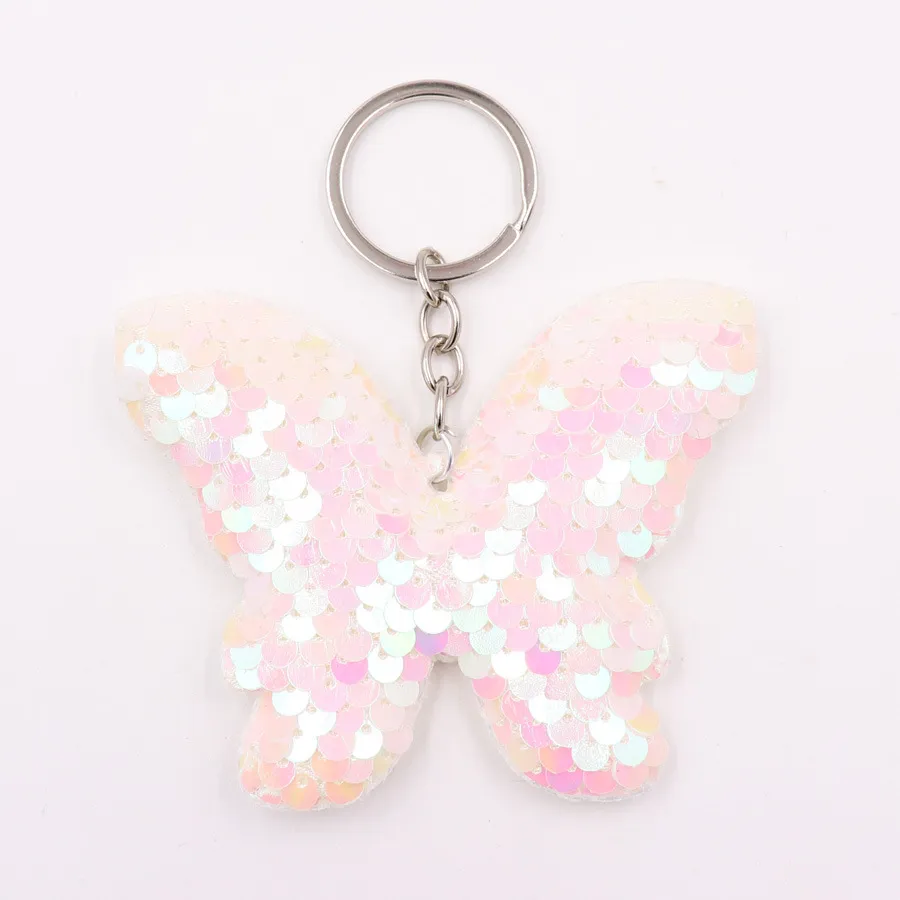 Porte-clés porte-clés papillon à paillettes Double face porte-clés réfléchissant à paillettes arc porte-clés sac pour femme pendentif