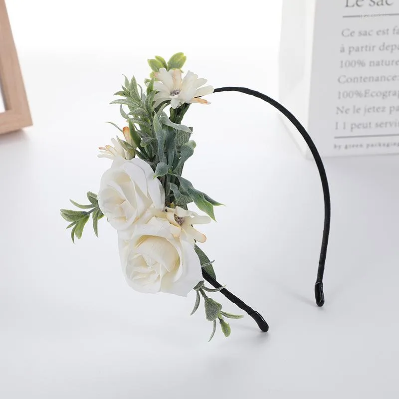 Kopfschmuck Weiße Künstliche Blumen Mädchen Stirnband Haarschmuck Für Hochzeit Braut Rose Seide Gefälschte Geburtstag Party Dekor