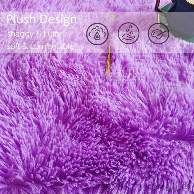 Carpets Solid Fluffy Rugs For Bedroom Purple Cute Children Room Mat With Long Hair Soft Plush Rug Living Room Carpet Modern Decoration R230725