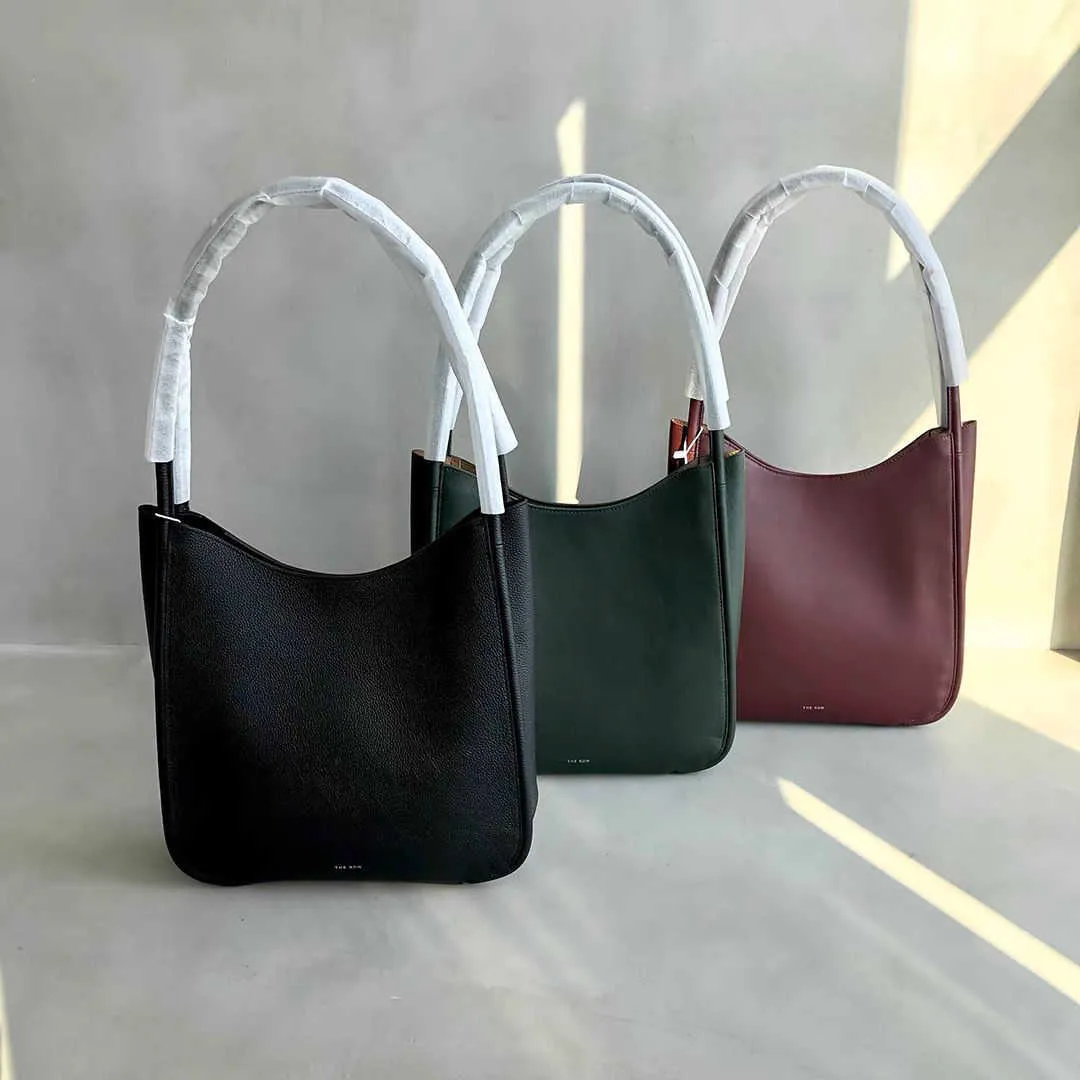 The Row Leather High-quality Sense Designer One Advanced Bags Commuter Tote Shoulder Bucket Classic Tote Io5e