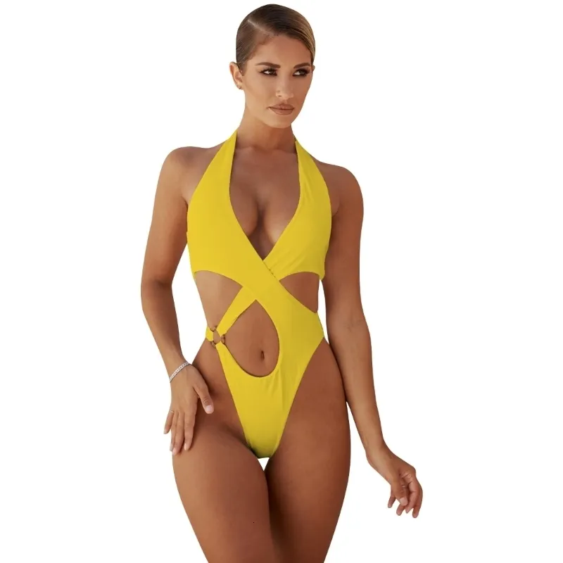 Kobiety stroju kąpielowego Onepiece dla kobiet seksowne wycięte kantar bikinijczycy Kąpiec Kąpiec pusty Brazylijczyk 230724