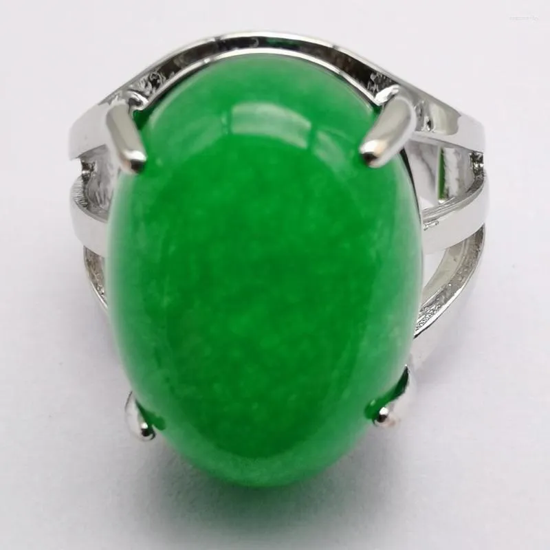 Cluster Anneaux Vert Jad E Pierre Ovale Perle GEM Bague Bijoux Pour Femme Cadeau Taille 8X273