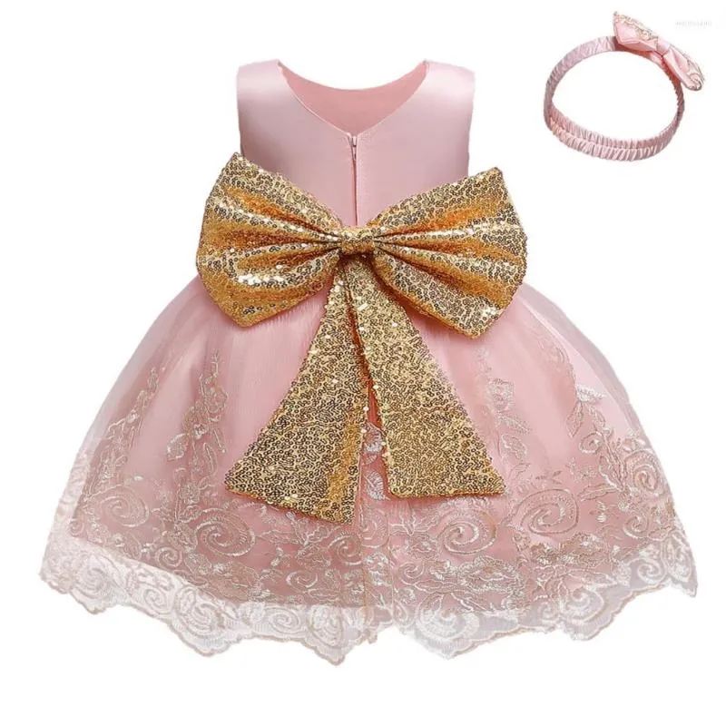 Fille Robes Mignon Anniversaire Baptême Arc Princesse Robe Né Bébé Filles Vintage Fleur Dentelle Tutu Tissu Enfants Costume De Fête De Noël