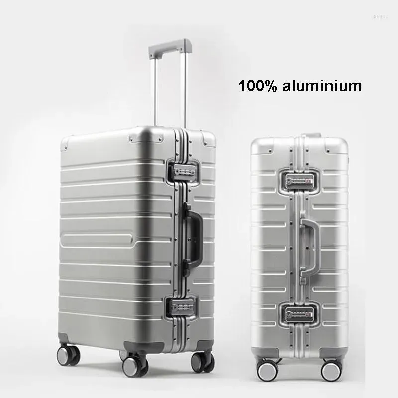 Valises Bagages Accessoires Bagages Universal Wheel Suit Filet Rouge Macaron Trolley l Homme Femme Étudiants Mot de passe Matériau de la boîte boîte à air Sac à main Roulant aluminium