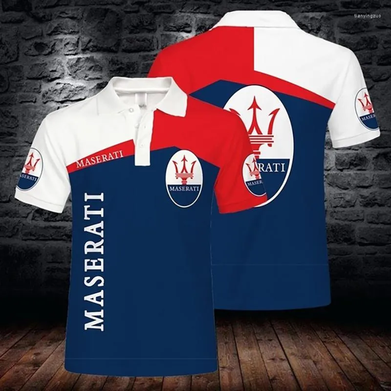 Męskie koszulki Polo Racing Car 3d Print Streetwear Men Sport Casual Town Kołnierz Botton koszul