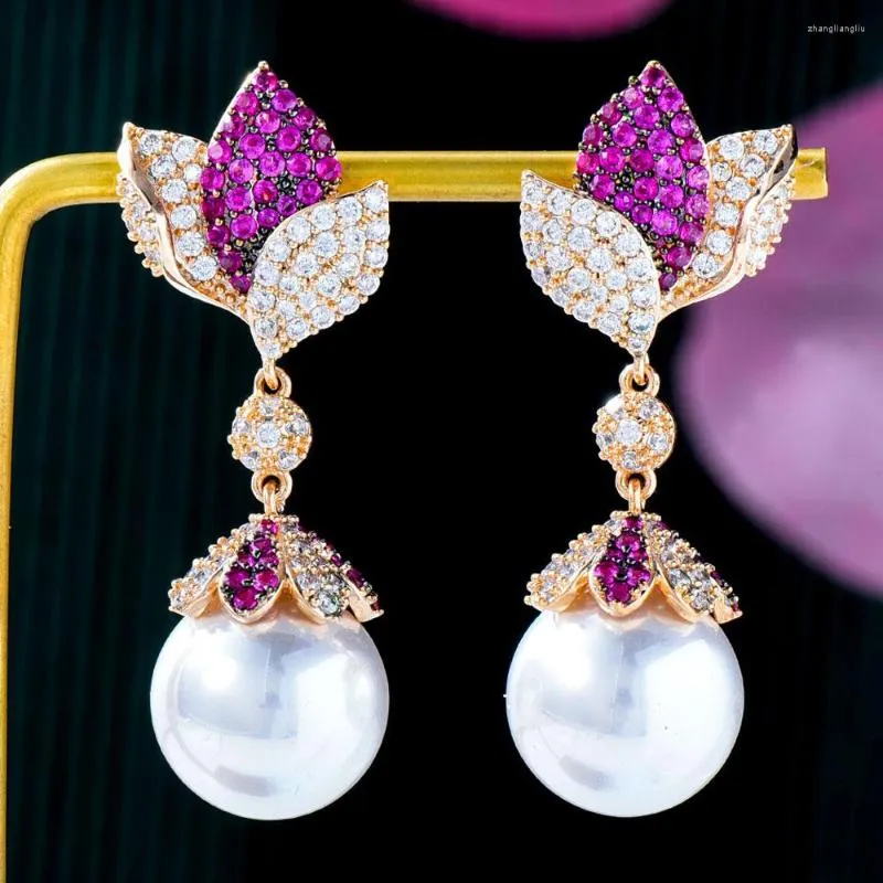 Kolczyki Dangle Godki Symulowane Perły Trendy kolczyki dla kobiet przyjęcie weselne Dubai Bridal Jewelry Boucle D'Oreille Femme Prezent