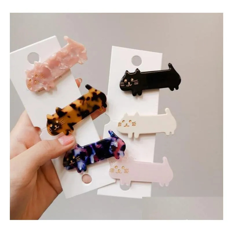 Pinces à cheveux Barrettes Acétate Mignon Dessin Animé Chat Animal Hairgrip Femmes Filles Pin Griffe Épingle À Cheveux Accessoires Barrette Pince À Cheveux Bijoux Dro Dham4