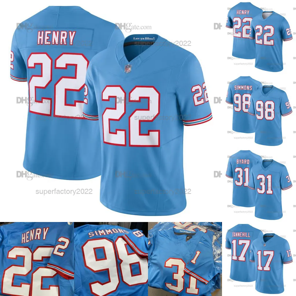 DEANDRE HOPKINS DERRICK HENRY TITANS 2023 오일러 스로우 풋볼 유니폼 JEFFERY SIMMONS TREYLON BURKS RYAN TANNEHILL Steve McNair Kevin Byard Eddie George Earl