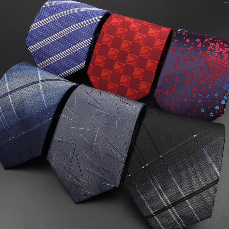 Bow Ties Design Fashion Fashion Mens Tie 8cm Jacquard Polyester Corbalo Red Blue Farty Business Daily Witle Wear regalo de traje clásico