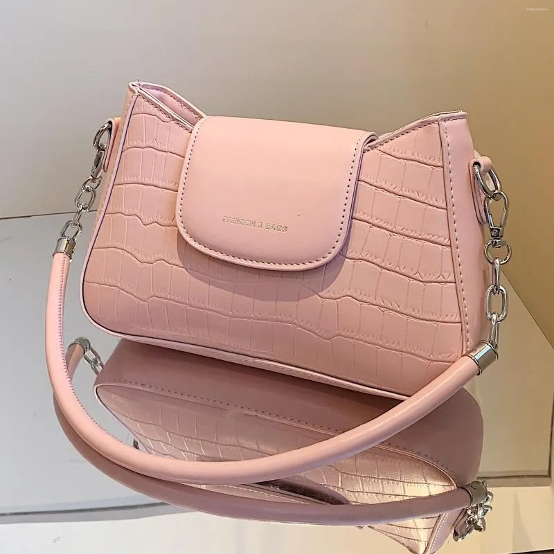 Kvällspåsar avslappnade mode kvinnor liten fyrkantig väska lady handväskor handväska crossbody stenmönster axel ins chic tote