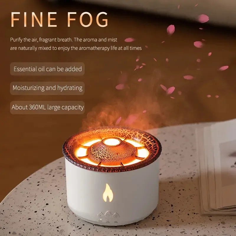 Flamme Aromathérapie Humidificateur Ménage Automatique Cool Mist Jellyfish Deux Couleurs Volcanique Humidificateur Air Ultrasonique Arôme Diffuseur Parfum Machine Humidificateur