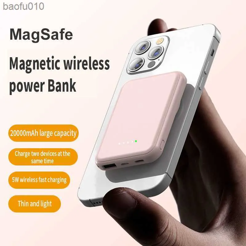 Magnetyczny bezprzewodowy bank zasilania przenośny 20000 mHah Mini Szybkie ładowanie zewnętrzna bateria pomocnicza dla iPhone12 13 14 L230619