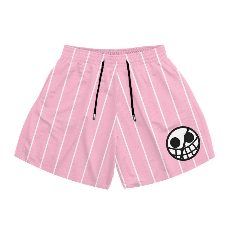 Casual anime shorts män kvinnor mesh snabb torr gym shorts rosa mode överdimensionerade korta pangts till fitness träning som kör sommar