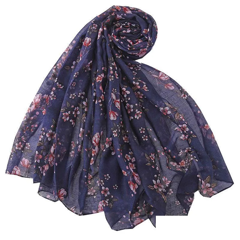 Bufandas Mujer Primavera Otoño Bufanda Moda Chales y chales balineses Lady Foard Flower Hijab Estolas Drop Delivery Accesorios Sombreros Glo Dhhzg