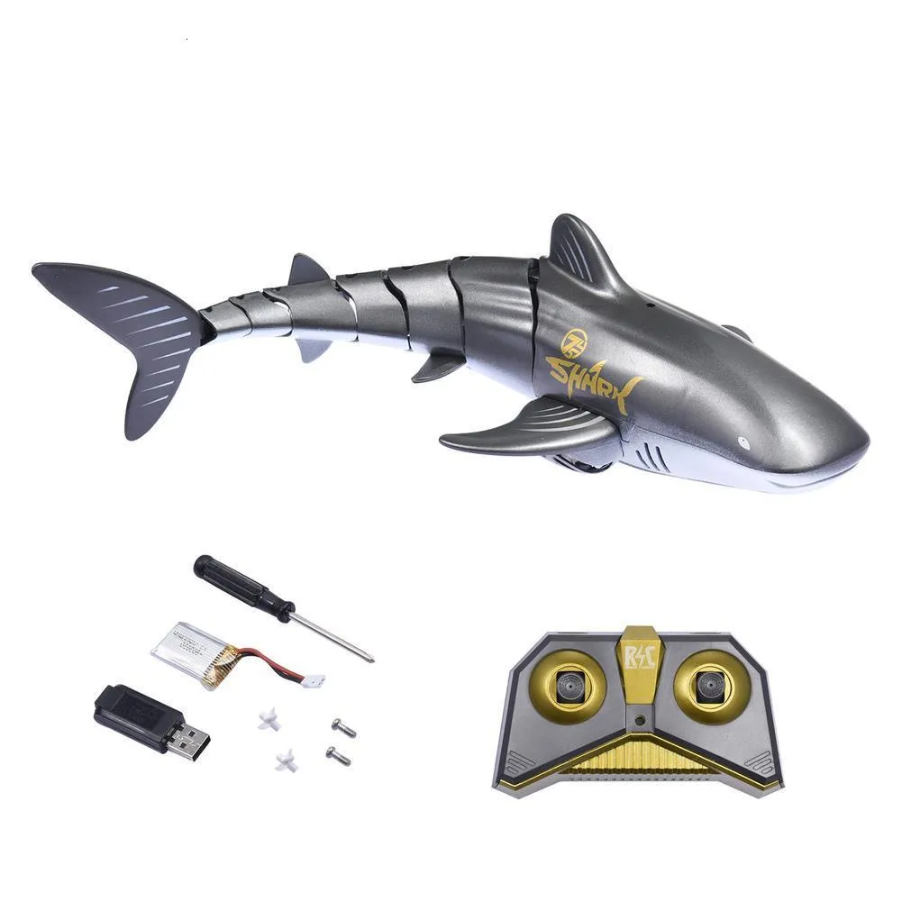 Requin Télécommandé Waterproof - RC Rechargeable 2,4 GHz, Prédateur Robotique Pour Bain Ou Piscine, Cadeau 6+ Ans, Plongée Réaliste