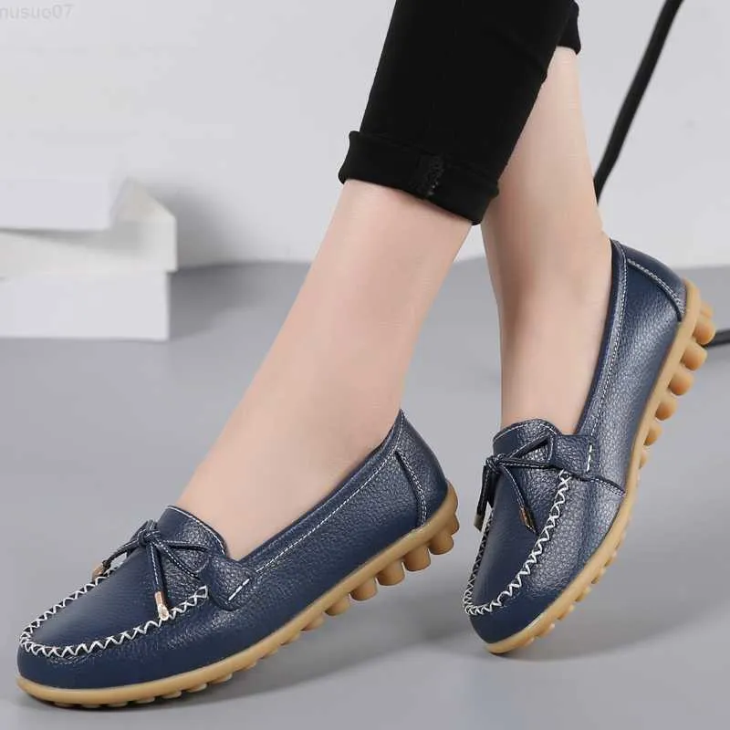 Kleid Schuhe 2022 Neue Frau Wohnungen Schuhe Ballett Flache Turnschuhe Echtes Leder Frühling Weiche Mokassins Damen Boot Ballerina Espadrilles Creepers L230724