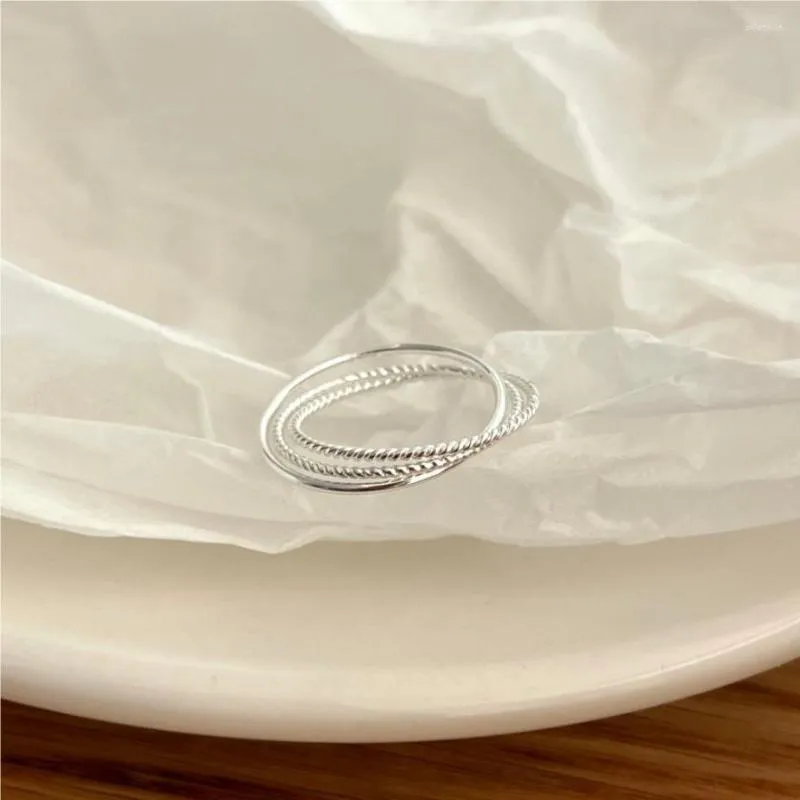 Cluster Rings SHANICE Ins Niche Design Minimalist S925 Sterling Silver Retro Three Lines Adujustable Ring Opening Lady Vintage Fashion