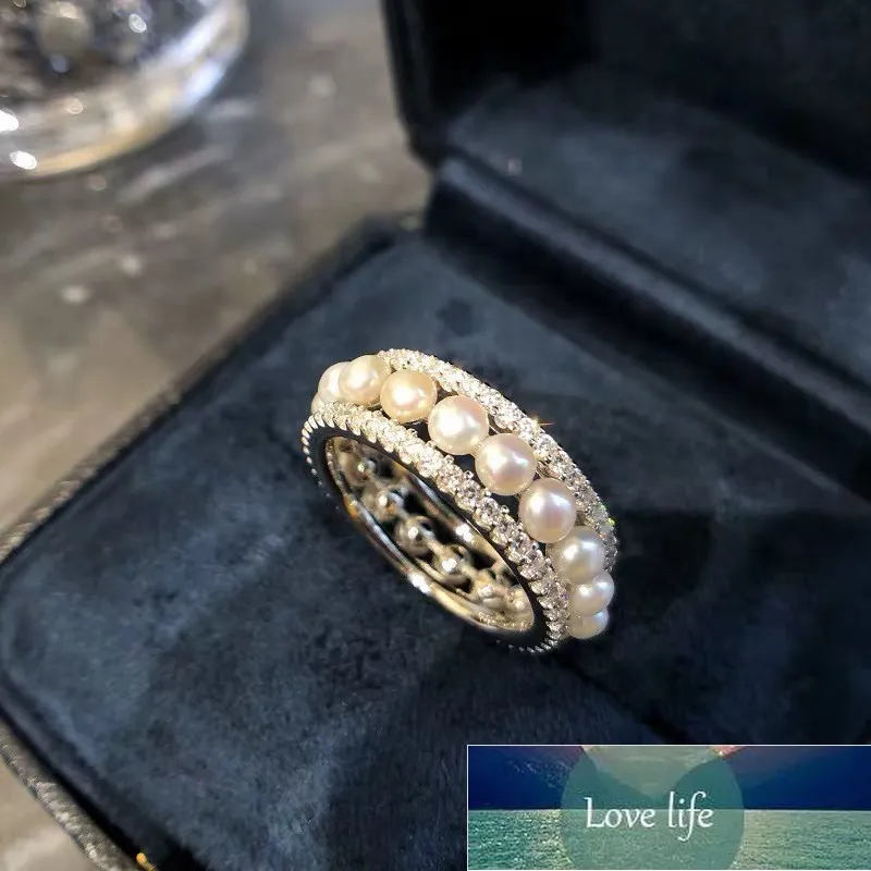 Bague en perles naturelles françaises simples Design minoritaire de luxe léger Sens avancé Bague élégante et gracieuse