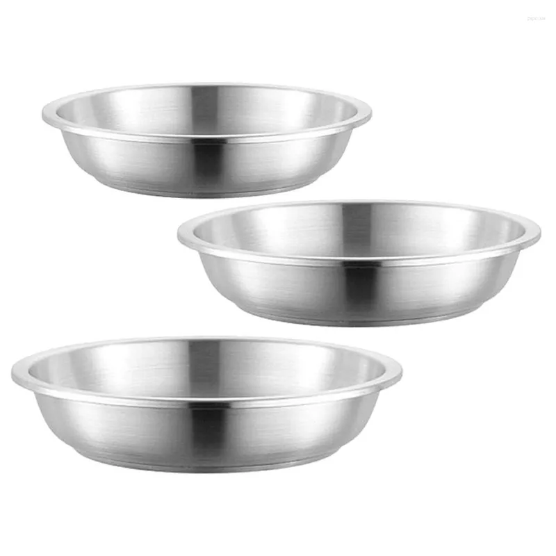 Vaisselle Ensembles 3 Pcs Vintage Plateau Fruits Acier Plaque Rôti Rond Le Plat Boeuf Snack Inoxydable