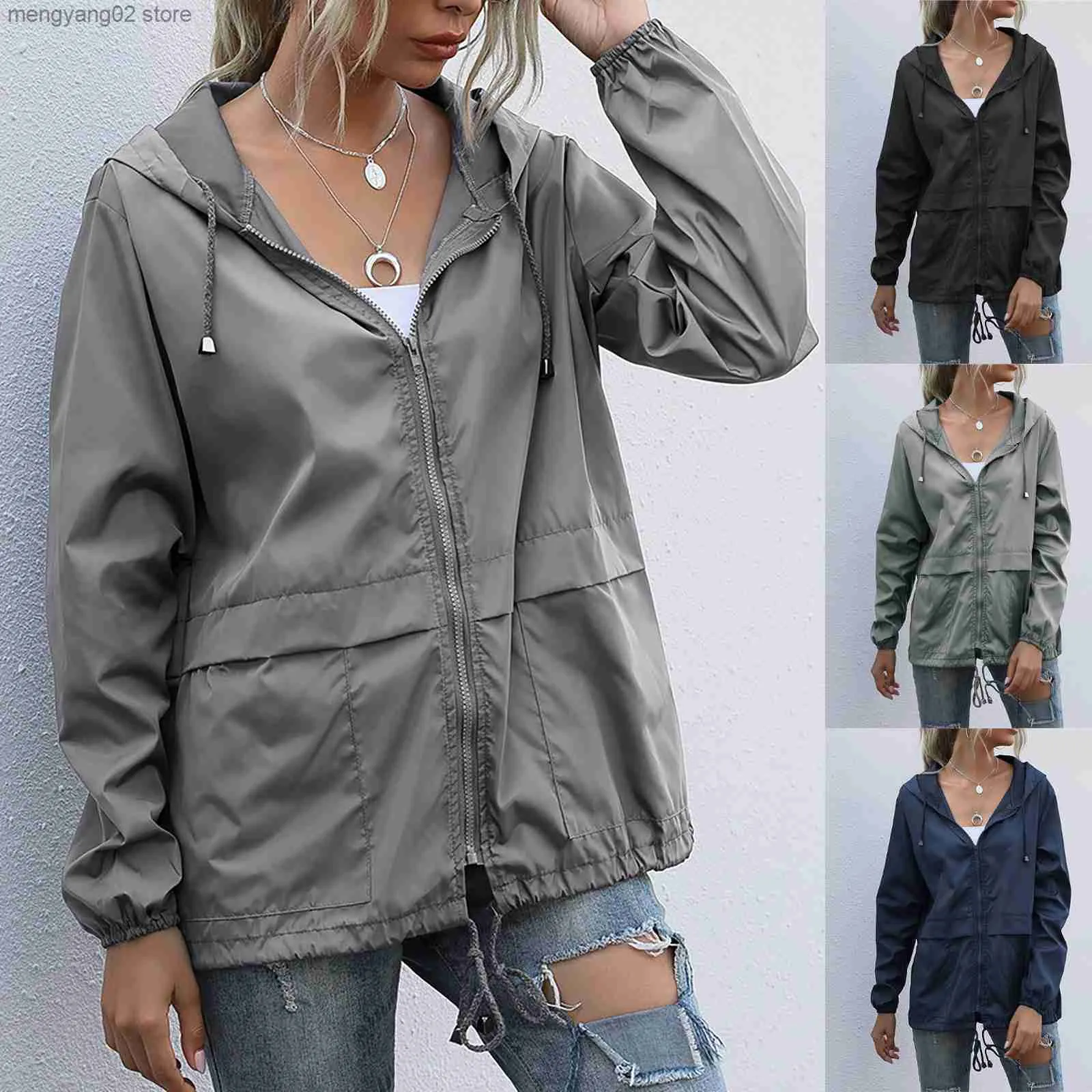 Womens Camo Jackets Lightweight Waterproof Windbreaker Coat With