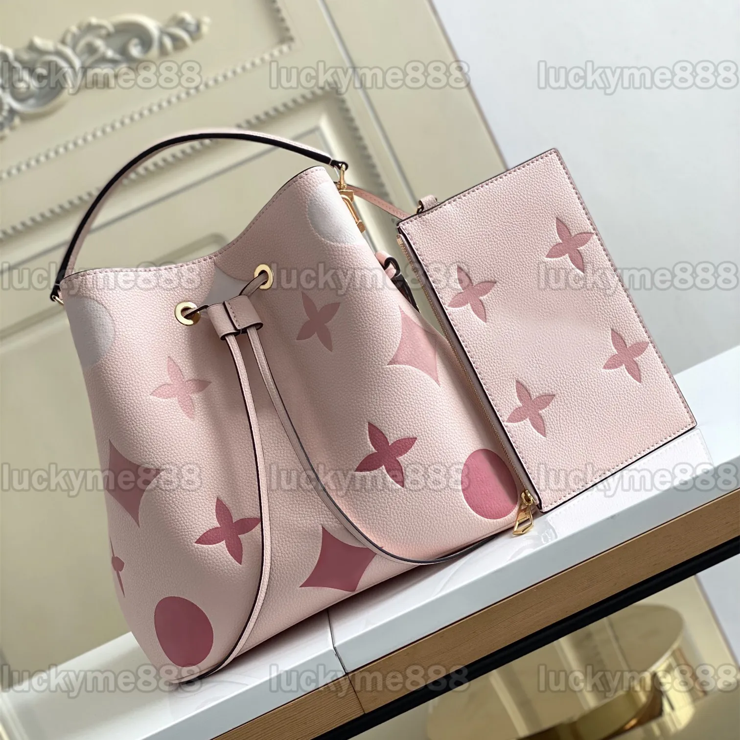 10A Mirror Quality Designers Medium Neo Bags 26cm Womens Real Leather Cowhide Bucket Luxury Embossed Handbags Purse Crossbody Shoulder Box Bags With Small Pouch