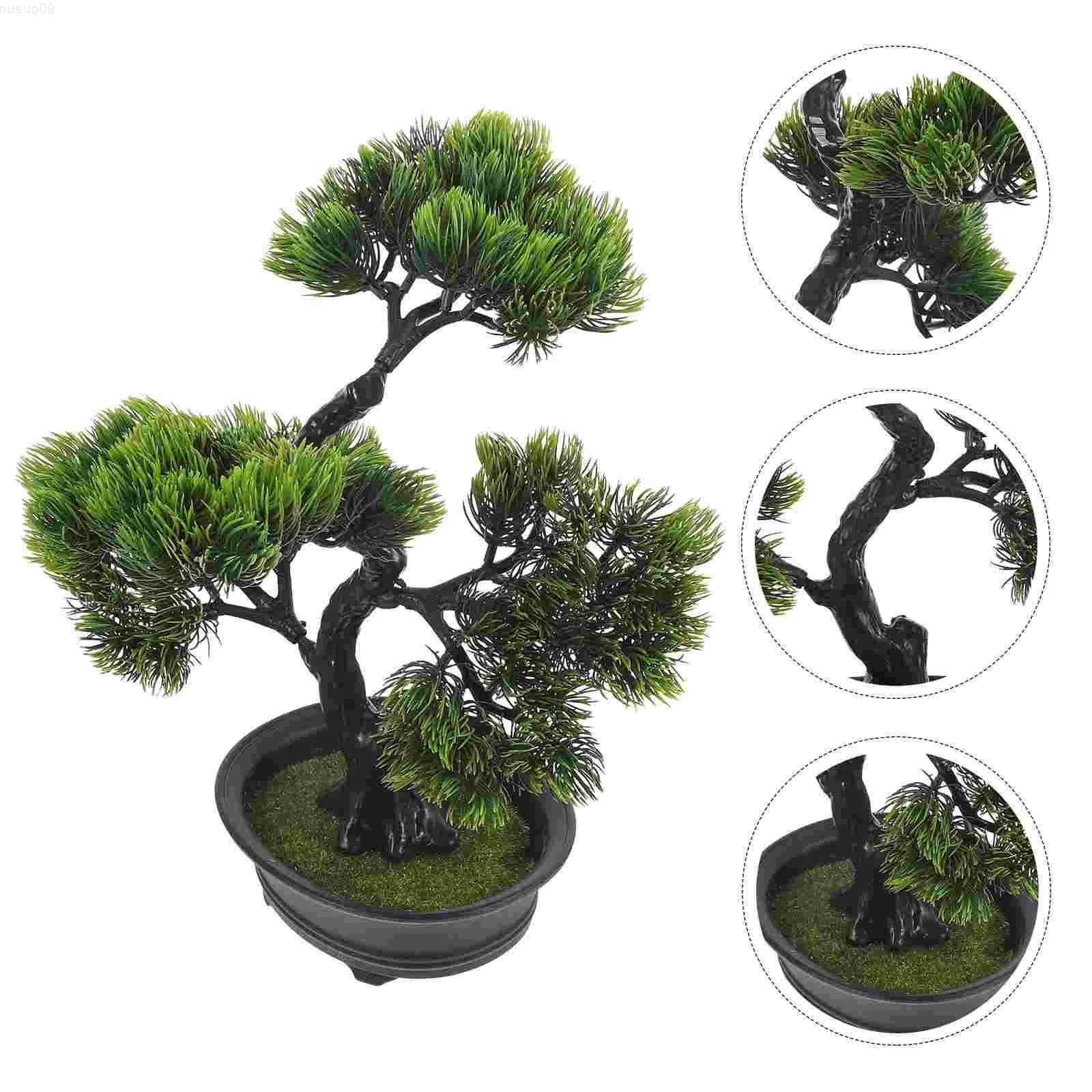 Obiekty dekoracyjne figurki Fałszywe bonsai małe mini drzewo sztuczne ozdoby dekoracyjne zewnętrzne faux rośliny łazienka dekoracja domu w pomieszczeniach L230724