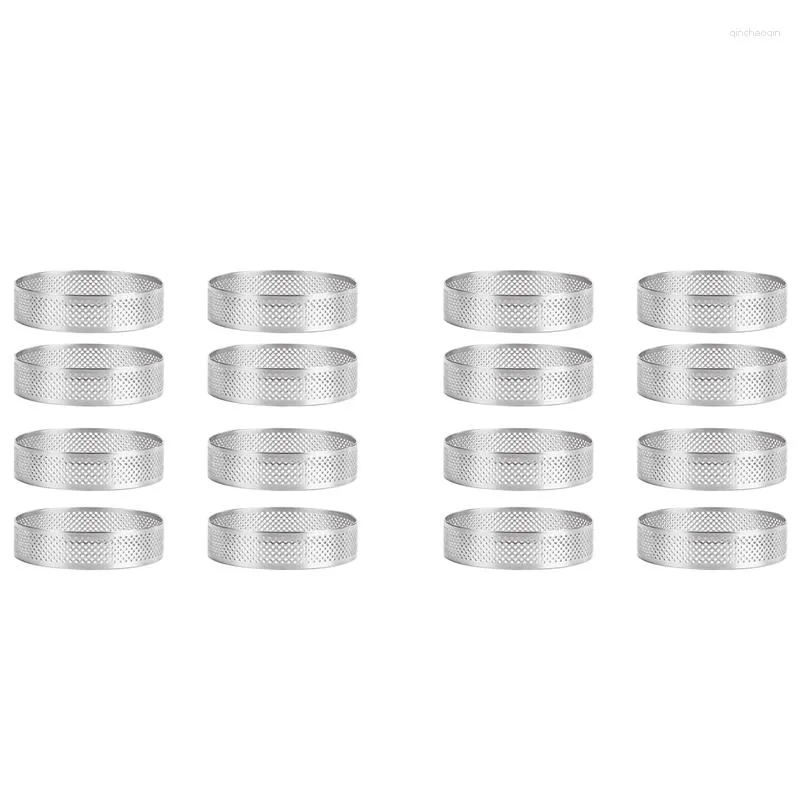 Bakken Tools 16Pcs Rvs Taart Ring Cake Mousse Ronde Dubbel Gerolde Metalen Mal 8 Stuks 10Cm 8 stuks 6Cm