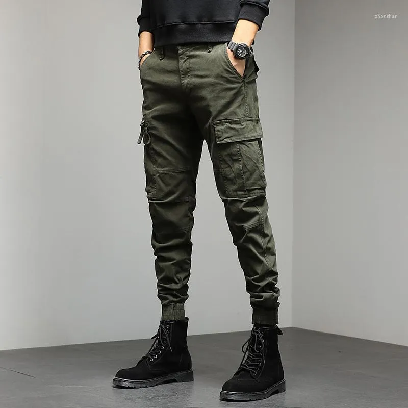 Calças Masculinas Outono Inverno Puro Algodão Cargo Homens Verde Preto Trabalho Exército Coreano Calças Táticas Militares Cáqui Roupas para Marido Z487