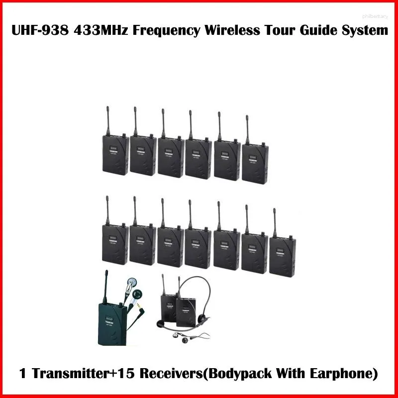 Microphones Takstar UHF-938 433MHz Frequency Wireless Tour Guide System 50m Operating Range 1 Transmitter 15 Receivers For Guiding