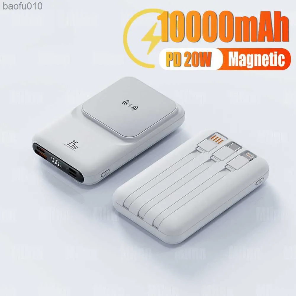 10000 mAh Magnetyczny bank Power PD20W 15W Bezprzewodowe szybkie ładowanie przenośna zewnętrzna bateria pomocnicza MacSafe dla telefonu komórkowego iPhone'a L230619