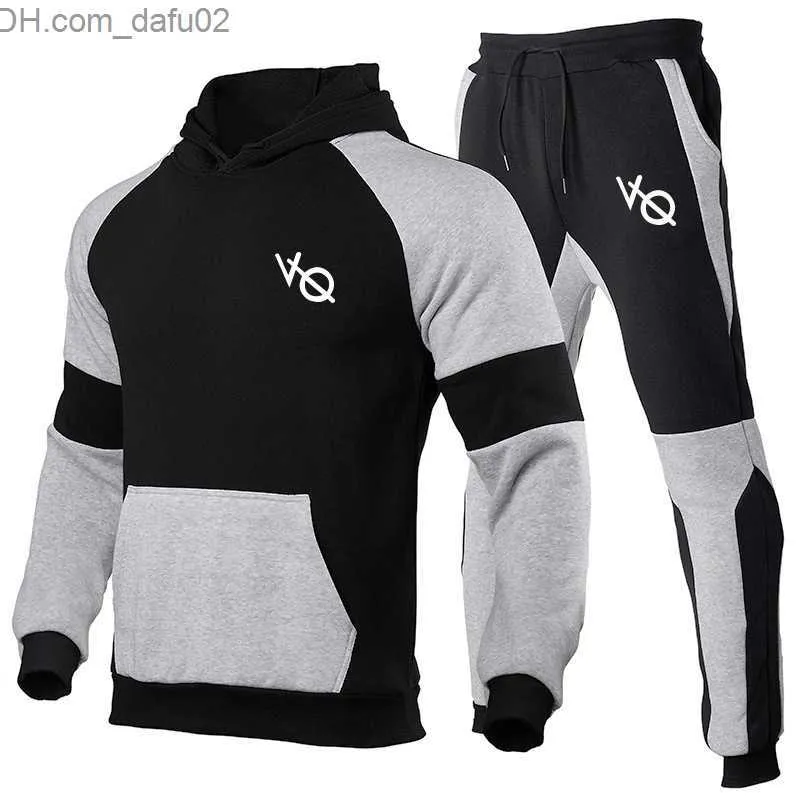 Męskie dresy męskie zwykłe joggingowe kombinezon z kapturem z kapturem na zewnątrz+czarne spodnie 2 modne nowe ubrania uliczne na wiosnę 2023 S-3xl Z230724