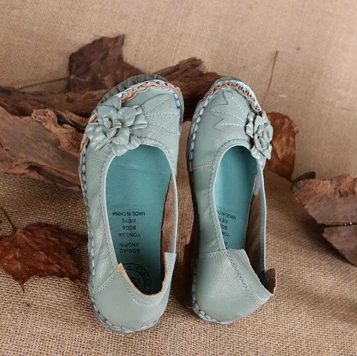 Klädskor bekväma oxford skor för kvinna äkta läder loafers sexiga blomma mamma skor vårlägenheter kvinnor skor l230724