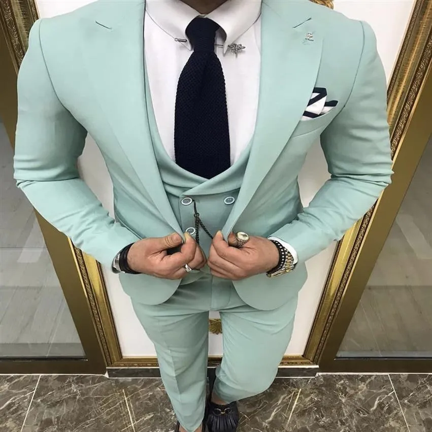 Zakasyfikowane smoking ślubny garnitury męskie Slim Fit Peaked Lapel One Button Man Groomsmen Blazer Designs Kurtka Kamizelka krawat 307n