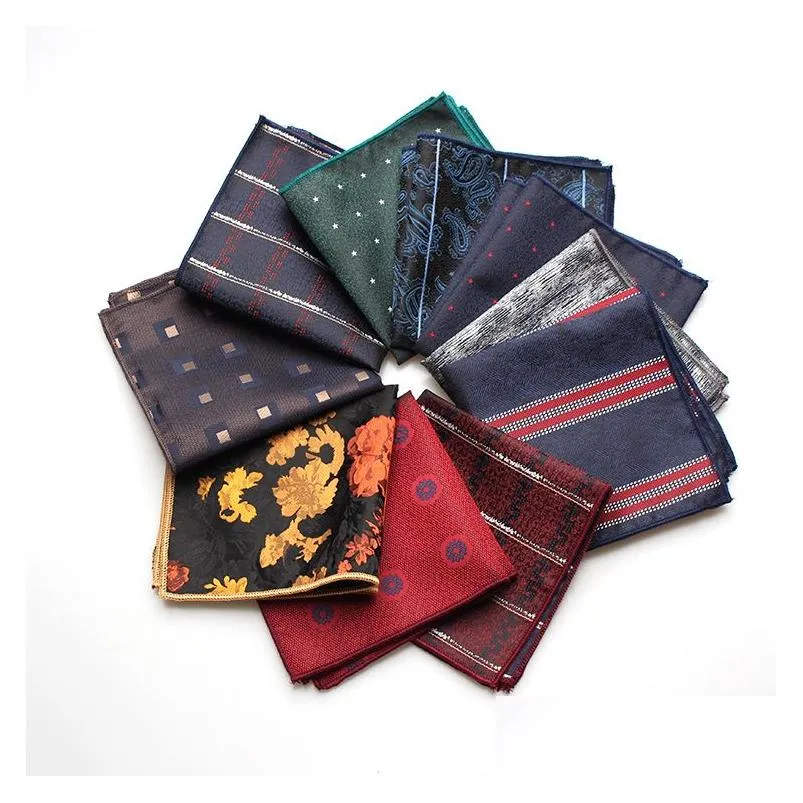 Handkerchiefs Vintage Casual Formal Suit Square Towel Handkerchief For Mens Polyester Small Pocket Towels Neck Scarf Drop Delivery Fashion A