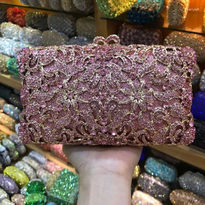 Avondtassen Christmas Gift Items Bag Box Luxe Designer Green Diamond Crystal Clutch Purse Party Wedding Ladies Chain Handbags