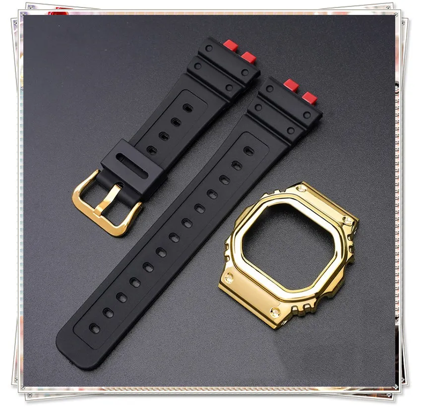 Bracelets de montre 2 en 1 Support de montre Bordure Dragonne GMW-B5000 Bracelet de montre Bracelet de remplacement GMWB5000 Housse de protection pour bracelet de montre Dragonne 230724