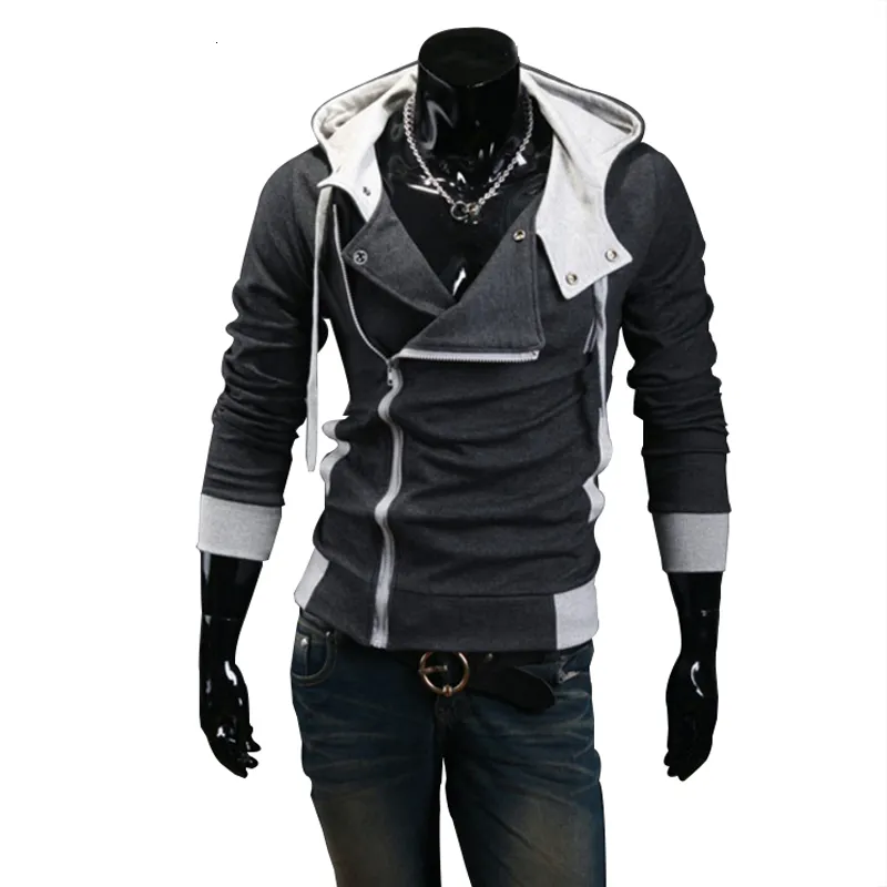 Felpe con cappuccio da uomo Felpe con cappuccio da uomo casual Felpa con cappuccio da uomo Slim Zipper Streetwear Cardigan Felpe con cappuccio Capispalla Giacca con cappuccio da uomo sportivo nero 230721