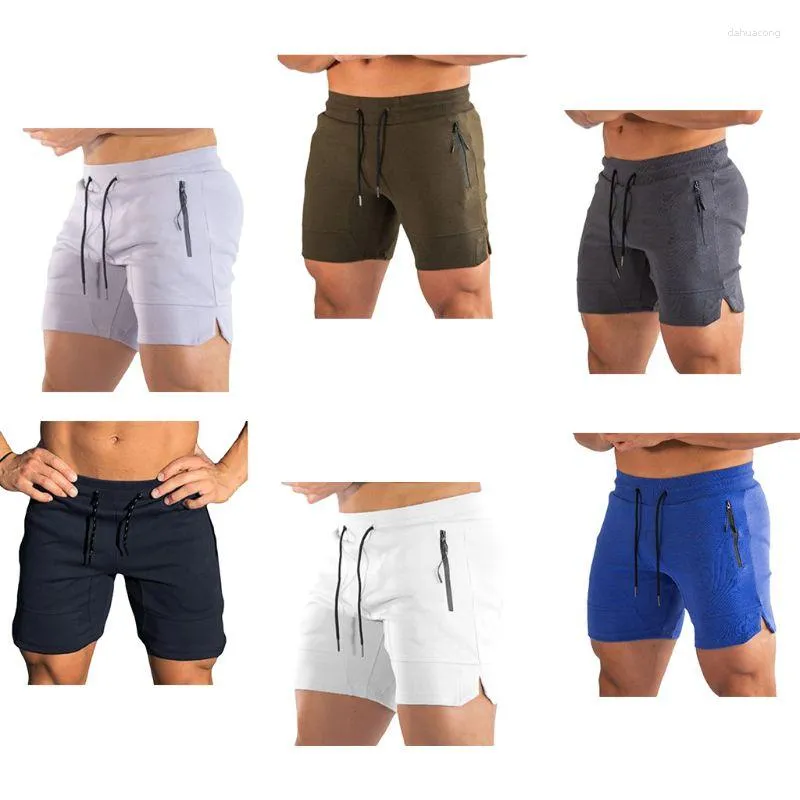 Laufshorts für Herren, für Fitnessstudio, Workout, Kordelzug an der Taille, Strand, schnell trocknend, Bodybuilding, Gewichtheben, Fitness, Traning, Jogger mit Reißverschluss