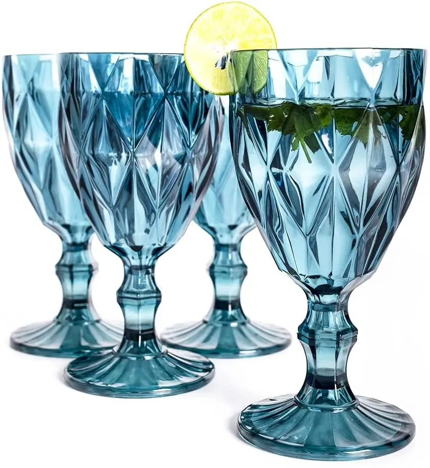 Diamond präglad glas vatten cup europeisk stil färg bägge hem dricka fontän semester present rött ving glas dricker 10oz FY5509 JY24