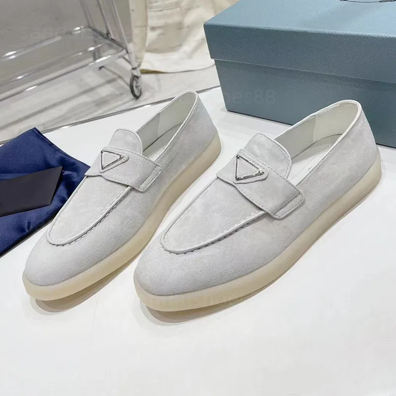 Designer loafers kvinna män klädskor lägenheter mocka läder loafers sabot glider på caual sko platt svart vit ecru mules comfy platt häl mule loafer storlek eu 35-44