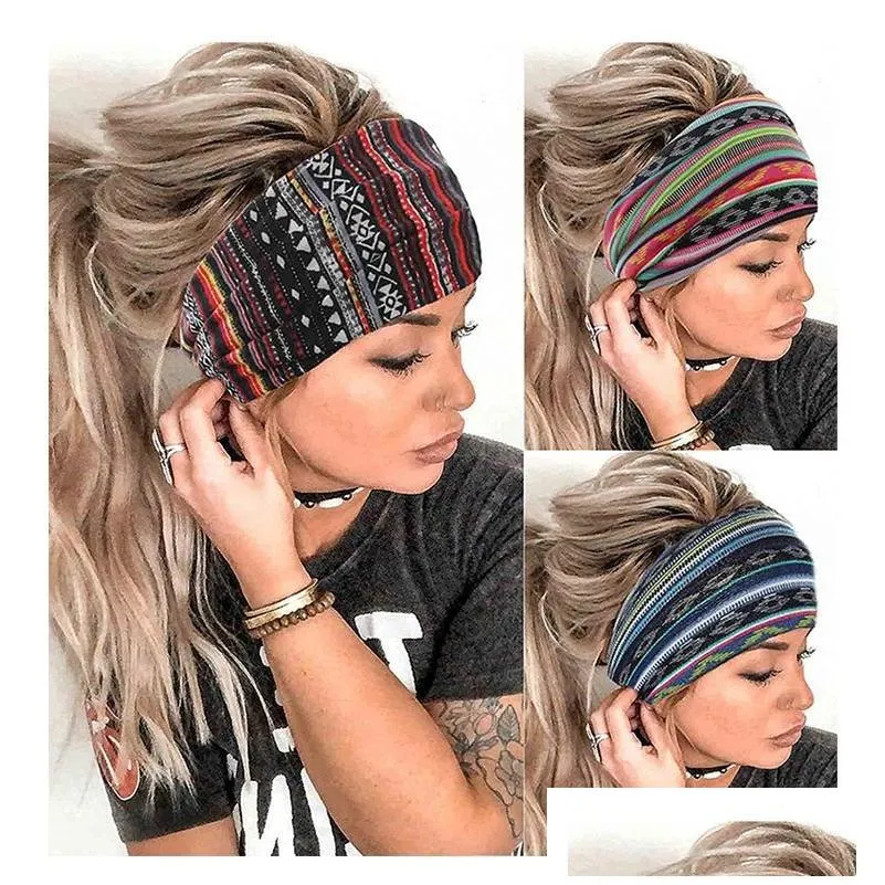 Headwear Acessórios para o cabelo Cross Headbands para mulher Hairband Print Elástico Sports Yoga Headband Retro Girls Band Drop Delivery Fas Dhbuw