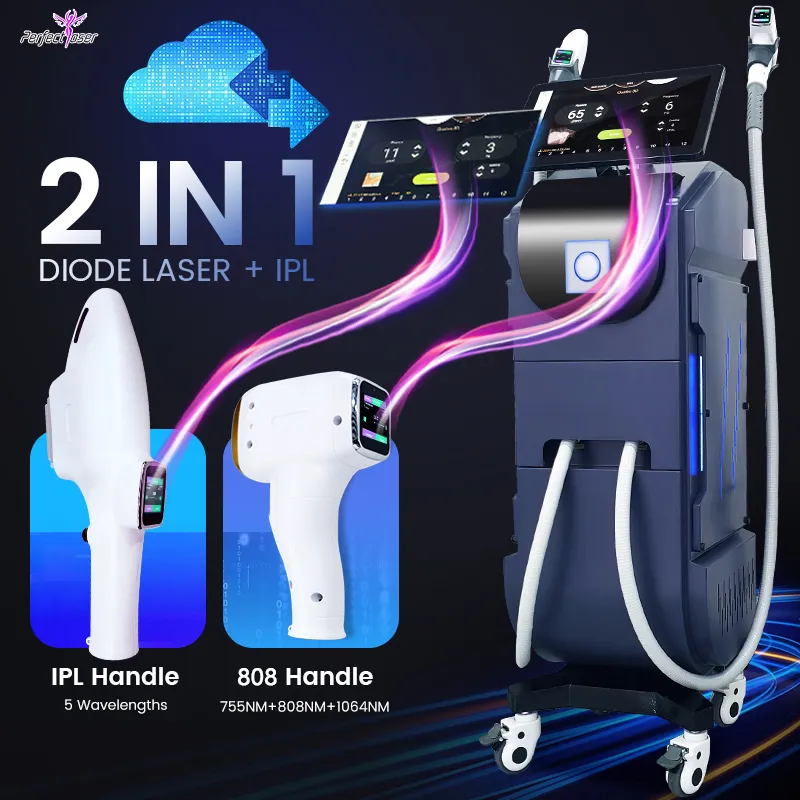 Diode Laser Epilator Machine 808 OPT IPL Hair Removal 2 In 1 Device FDA Certification with Cooling System Painless Epilator Acne Removal 2 Years Warranty