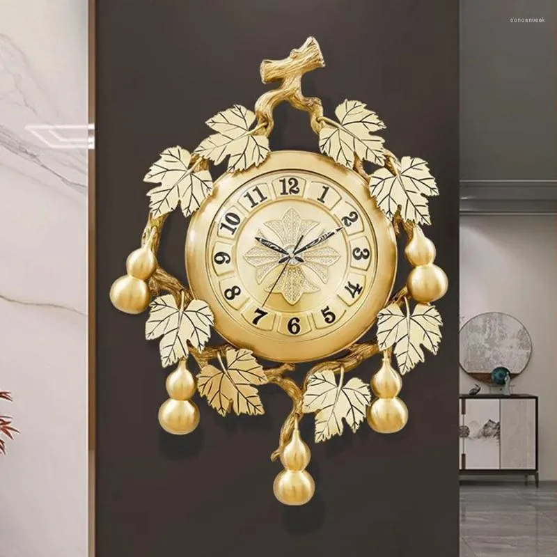 Wall Clocks Living Room Clock Home Decor Gift Gold Round Quartz Art Classic Number Needles Unique Silent Reloj