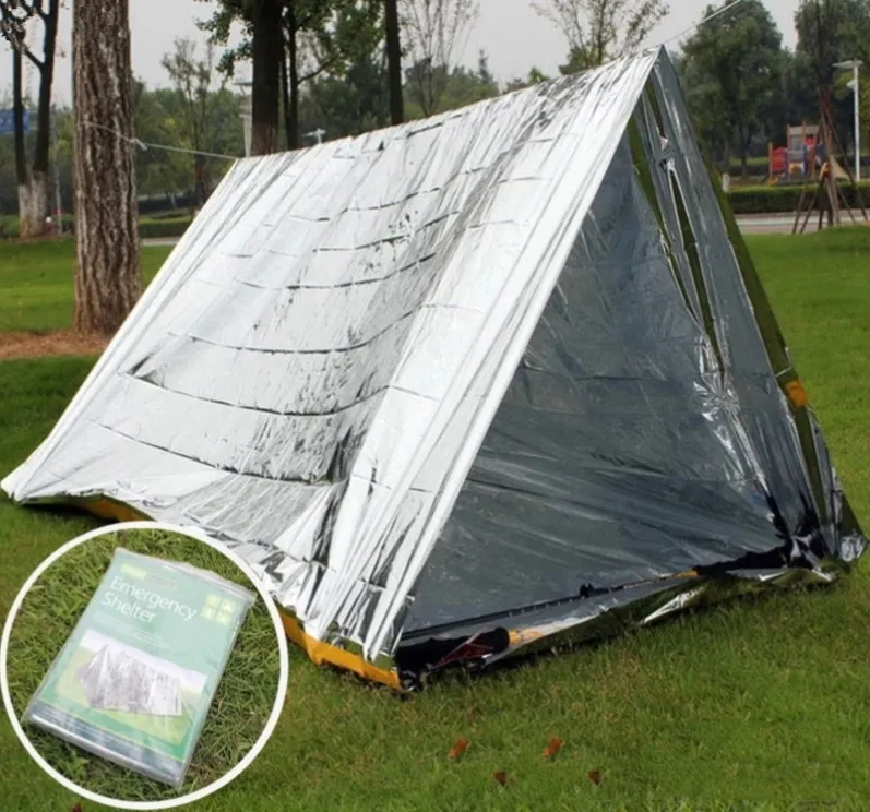 Outdoor First aid tent Emergency shelter warm Survival blanket shelter tent sun-proof PE aluminium coating shelters tents camp hike pads