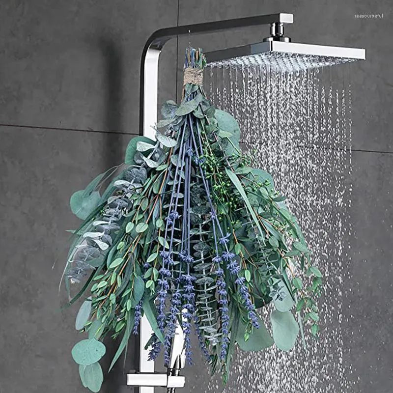 Fleurs décoratives artificielles fraîches 25 pièces véritable Eucalyptus lavande Bouquets de douche tiges naturelles Bundle décor à la maison