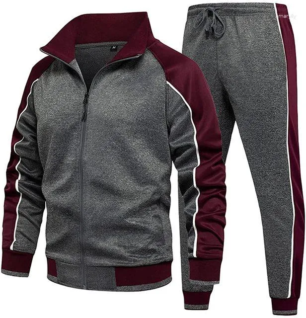 Men's Tracksuits Men Tracksuit Set 2023 Autumn Winter Full-Zip Sweatshirt Jogger Sweatpants Warm Sports Suit Gym Training Wear Clothing