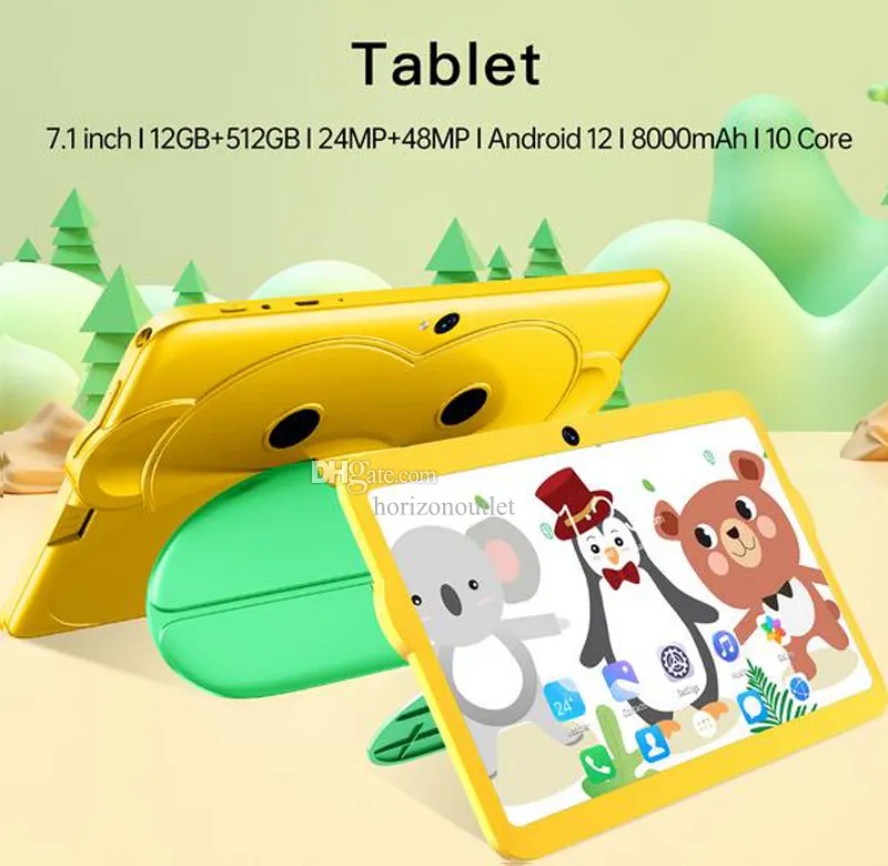 7 tum 10 Core 12 GB+256 GB Android 12 WiFi Tablet PC 8000mah Battery Dual Camera Bluetooth 5G SMART 7 -tums Telefon Tabletter Gåvor Stöd TF SD -kort för Kid Children Girl