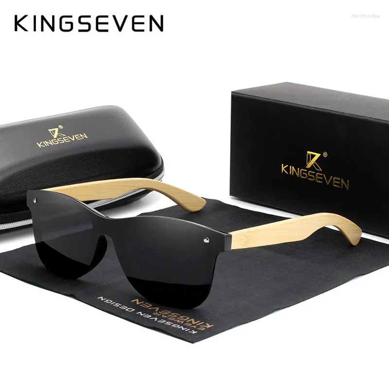 Okulary przeciwsłoneczne Kingseven 2023 Luksusowy projekt Vintage Bambus drewniane ręcznie robione spolaryzowane lustro modne okulary okulary drewniane pudełko