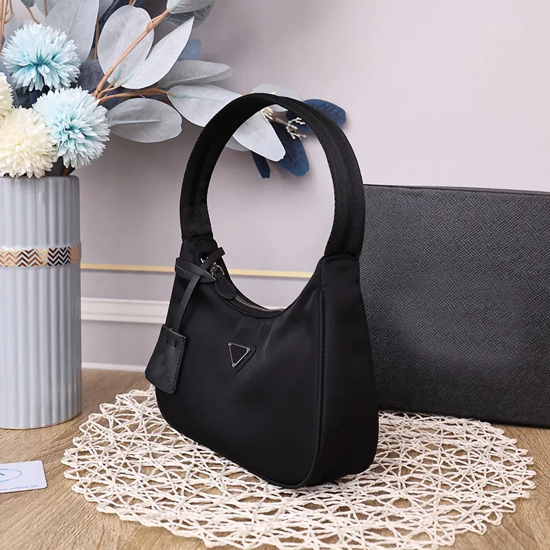 Designer Bag Fashion Shoulder bag Nylon Fabric Crescent Bag Triangle tote bag Lightweight simple hand bag Black bag Underarm bag Baguette shape women`s bag